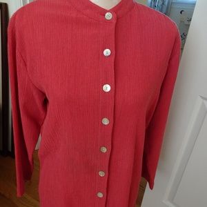 TravelSmith Front Button Coral Blouse-Coral-SP